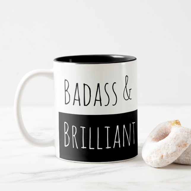 Tasse 2 Couleurs Badass et matin brillant (Avec donut)