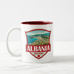 Tasse 2 Couleurs Badge rétro Illustration Albanie