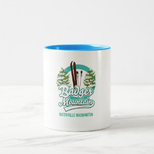 Tasse 2 Couleurs Badger Mountain Waterville Washington logo du ski