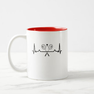 Tasse 2 Couleurs Badminton Heartbeat Cadeau papa maman