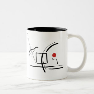 Tasse 2 Couleurs Bal et lignes rouges Abstraites Dessin de café à d