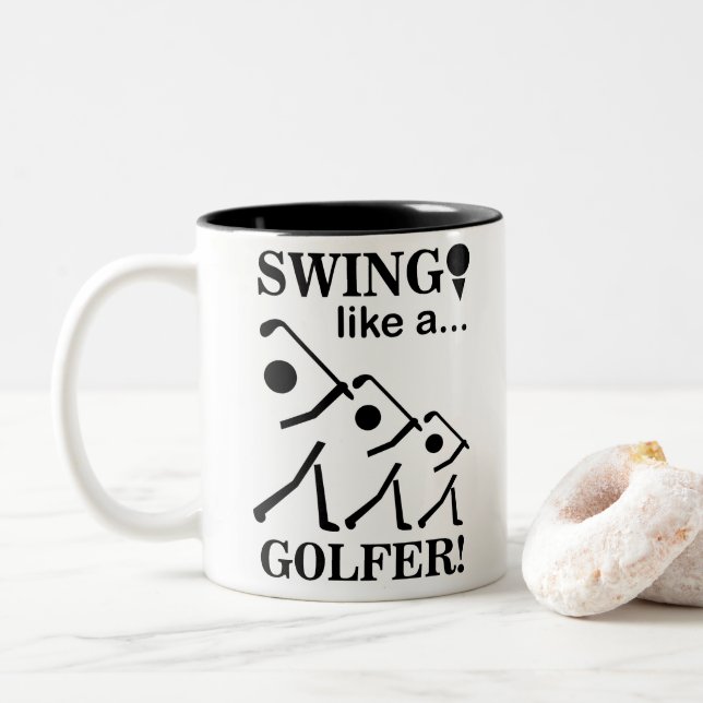 Tasse 2 Couleurs Balancez comme un golfeur Golf (Avec donut)