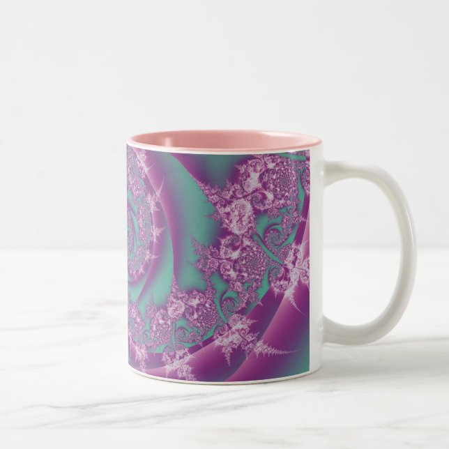 Tasse 2 Couleurs Balayage fractal rose (Droit)