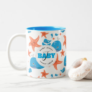 Tasse 2 Couleurs Baleine et Starfish Baby Monogram Motif