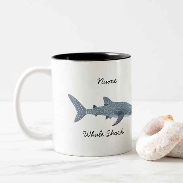 Tasse 2 Couleurs Baleine requin Baleine Bouche à café nautique (Avec donut)