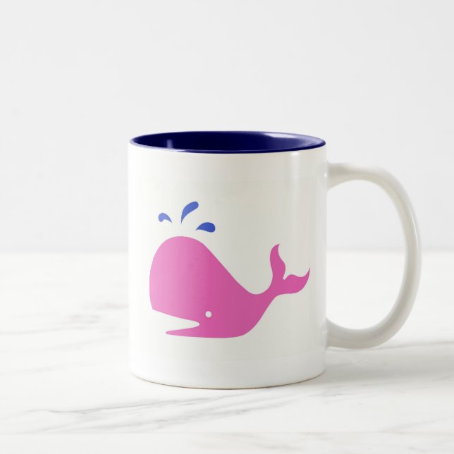 Tasse 2 Couleurs Baleine Singletons_pink d'Andy, bleu sur le blanc (Droit)