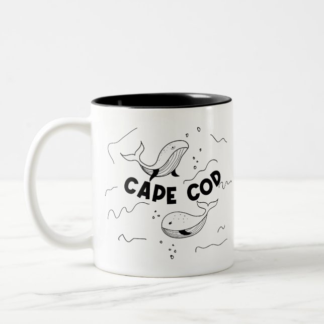 Tasse 2 Couleurs Baleines de Cape Cod Massachusetts (Gauche)