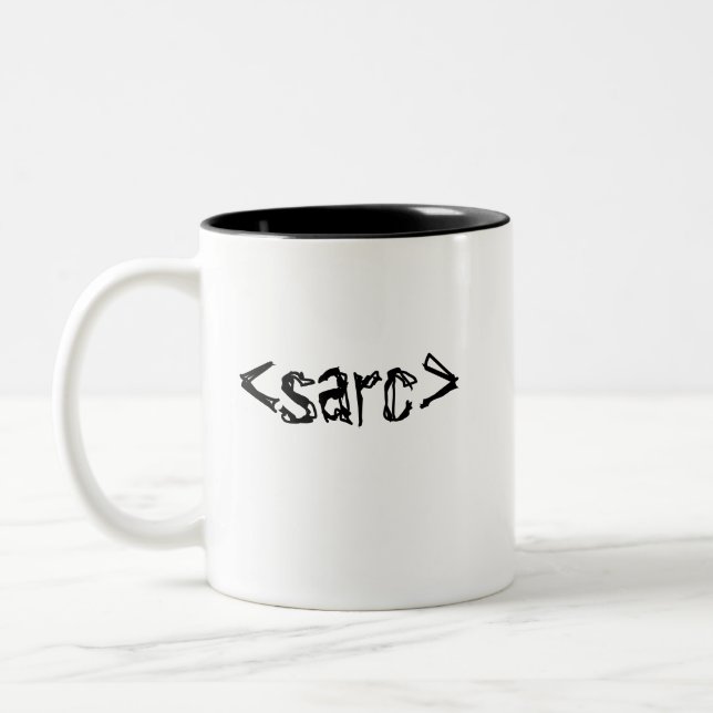 Tasse 2 Couleurs Balise Code Sarcasme amusant (Gauche)