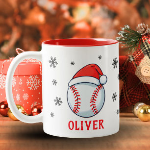 Tasse 2 Couleurs Balle de Baseball Chapeau de Santa Rouge Flocon de