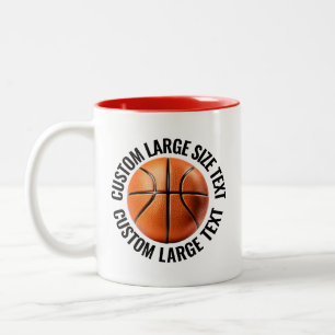 Tasse 2 Couleurs Balle de basketball & Grand texte ROUGE 11oz Perso