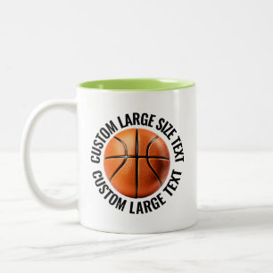 Tasse 2 Couleurs Balle de Basketball, Grand Texte VERT CITRON 320g 