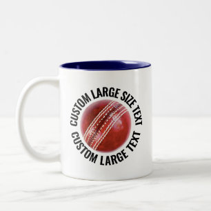 Tasse 2 Couleurs Balle de cricket & grand texte BLEU MARINE 11oz pe