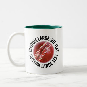 Tasse 2 Couleurs Balle de cricket & grand texte VERT CHASSEUR 11oz