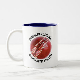 Tasse 2 Couleurs Balle de cricket & petit texte BLEU NAVY 11oz sur