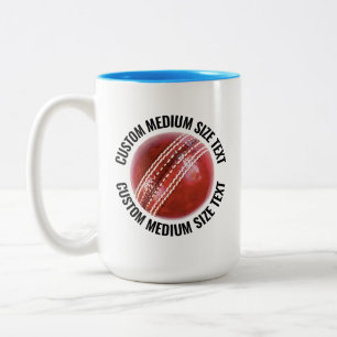 Tasse 2 Couleurs Balle de cricket & Texte Moyen BLEU CLAIR 425g Per