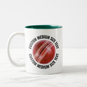Tasse 2 Couleurs Balle de cricket, texte moyen VERT CHASSEUR 11oz s
