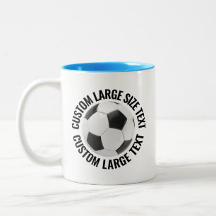Tasse 2 Couleurs Balle de Football & Grand Texte BLEU CLAIR 325ml P