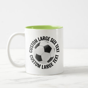 Tasse 2 Couleurs Balle de Football & Grand Texte VERT CITRON 325g P