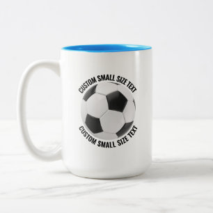 Tasse 2 Couleurs Balle de Football & Petit Texte BLEU CLAIR 425g Pe