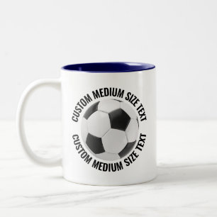 Tasse 2 Couleurs Balle de Football & Texte Moyen BLEU NAVY 11oz Per