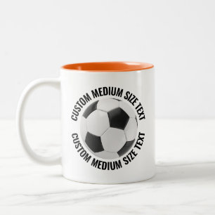 Tasse 2 Couleurs Balle de Football & Texte Moyen ORANGE 11oz Person