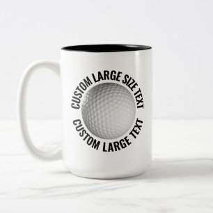 Tasse 2 Couleurs Balle de Golf & Grand Texte NOIR 15oz Personnalisé