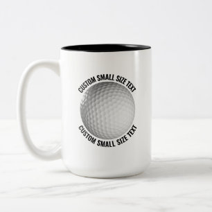 Tasse 2 Couleurs Balle de Golf & Petit Texte NOIR 15oz Personnalisé