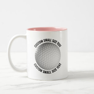 Tasse 2 Couleurs Balle de Golf & Petit Texte ROSE 325ml Personnalis