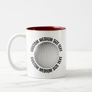 Tasse 2 Couleurs Balle de Golf & Texte Moyen MAROON 11oz Personnali