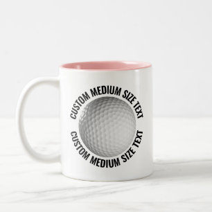 Tasse 2 Couleurs Balle de Golf & Texte Moyen ROSE 325ml Personnalis