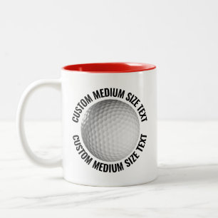 Tasse 2 Couleurs Balle de Golf & Texte Moyen ROUGE 325ml Personnali