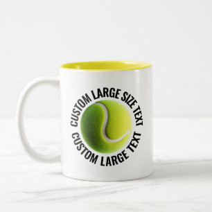 Tasse 2 Couleurs Balle de Tennis & Grand Texte JAUNE 325ml Personna