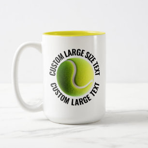 Tasse 2 Couleurs Balle de Tennis & Grand Texte JAUNE 425g Personnal