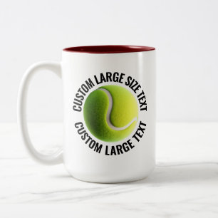 Tasse 2 Couleurs Balle de Tennis & Grand Texte MARON 425g Personnal