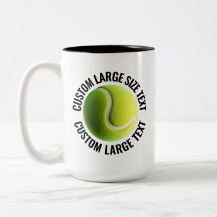 Tasse 2 Couleurs Balle de Tennis & Grand Texte NOIR 425g Personnali