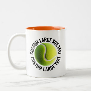 Tasse 2 Couleurs Balle de Tennis & Grand Texte ORANGE 11oz Personna