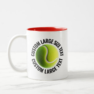Tasse 2 Couleurs Balle de Tennis & Grand Texte ROUGE 325ml Personna