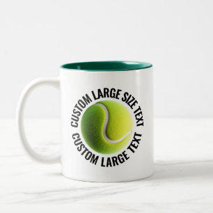 Tasse 2 Couleurs Balle de Tennis & Grand Texte VERT CHASSEUR 325ml