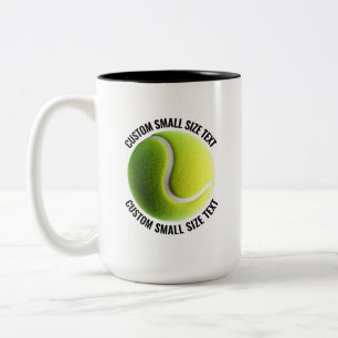 Tasse 2 Couleurs Balle de Tennis & Petit Texte NOIR 15oz Personnali