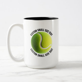 Tasse 2 Couleurs Balle de Tennis & Petit Texte NOIR 15oz Personnali