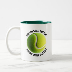 Tasse 2 Couleurs Balle de Tennis & Petit Texte VERT CHASSEUR 325ml