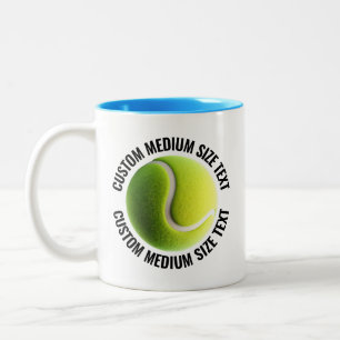 Tasse 2 Couleurs Balle de Tennis & Texte Moyen BLEU CLAIR 325ml Per