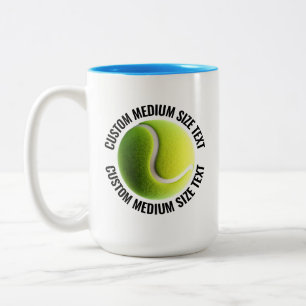 Tasse 2 Couleurs Balle de Tennis & Texte Moyen BLEU CLAIR 425g Pers