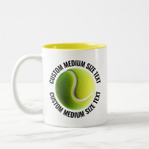 Tasse 2 Couleurs Balle de Tennis & Texte Moyen JAUNE 325g Personnal