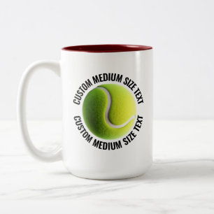 Tasse 2 Couleurs Balle de Tennis & Texte Moyen MAROON 15oz Personna