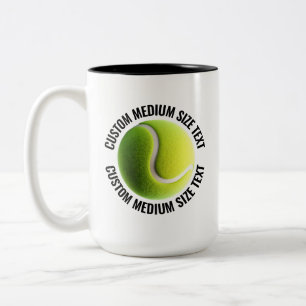 Tasse 2 Couleurs Balle de Tennis & Texte Moyen NOIR 425g Personnali