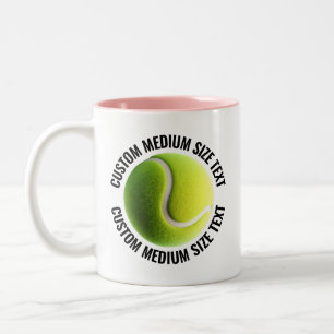 Tasse 2 Couleurs Balle de Tennis & Texte Moyen ROSE 325ml Personnal