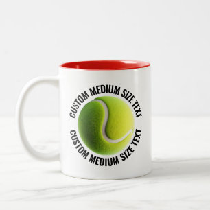 Tasse 2 Couleurs Balle de Tennis & Texte Moyen ROUGE 325ml Personna