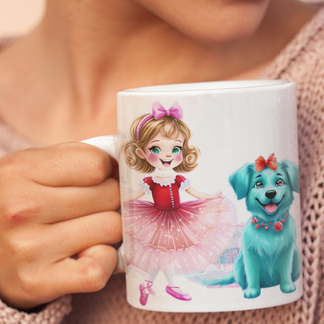 Tasse 2 Couleurs Ballet de Noël Whimsical avec chiot Cheer (Créateur téléchargé)