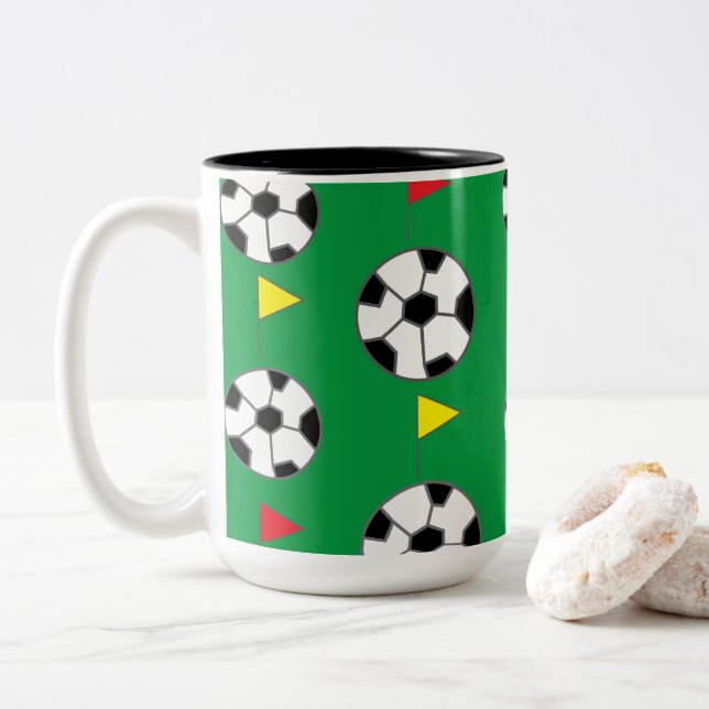 Tasse 2 Couleurs Ballon de football (Avec donut)